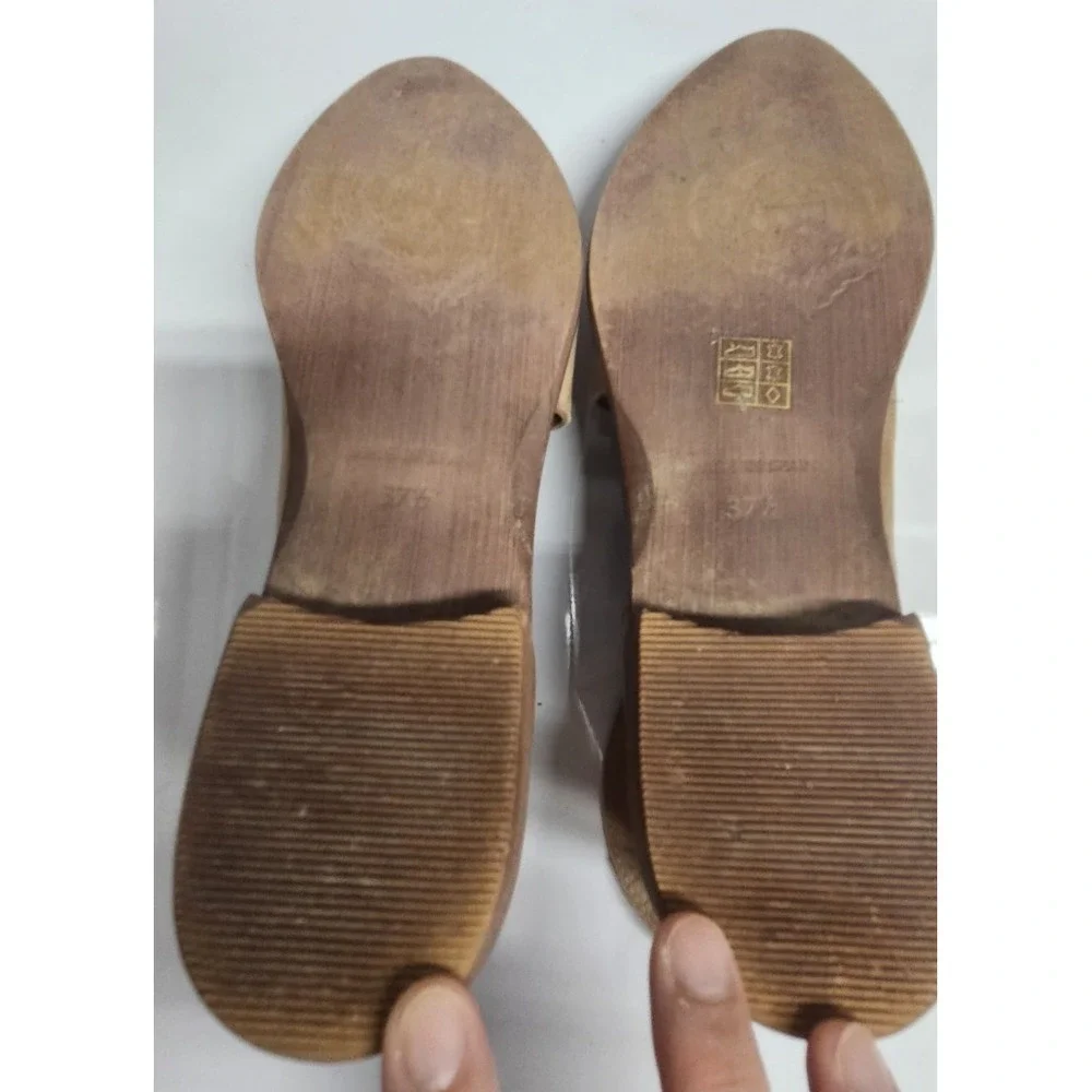 Free People royale flats ankle boots side cut out leather beige‎ Sz37.5/US7